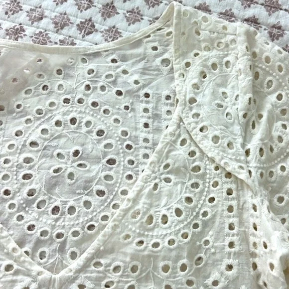 Maaji Eyelet Embroidered Cover Up Dress Ivory Beach Mini Small Coastal Chic